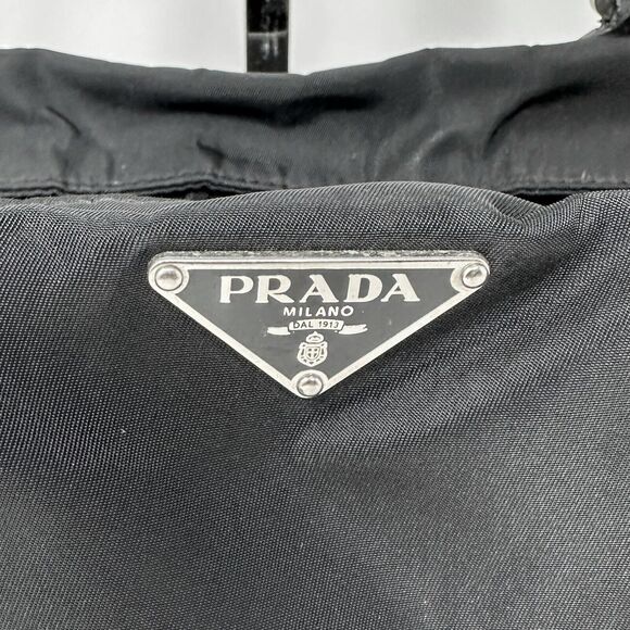 Prada Black Tessuto Nylon Tote Bag with Leather Trim – Triangle Logo - Picture 11 of 14